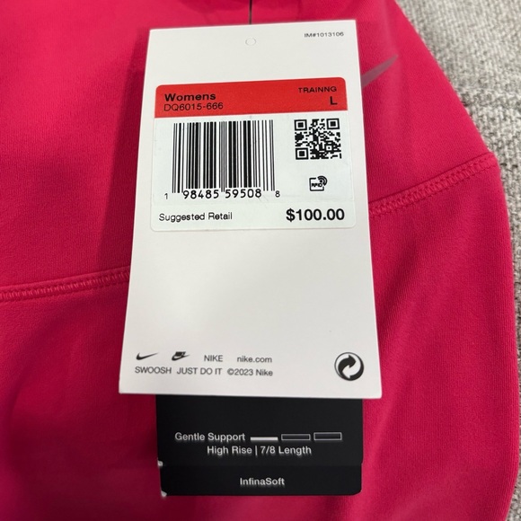 NWT Nike Zenvy High Waisted 7/8 Leggings Size Large In Rush Pink - Picture 7 of 8